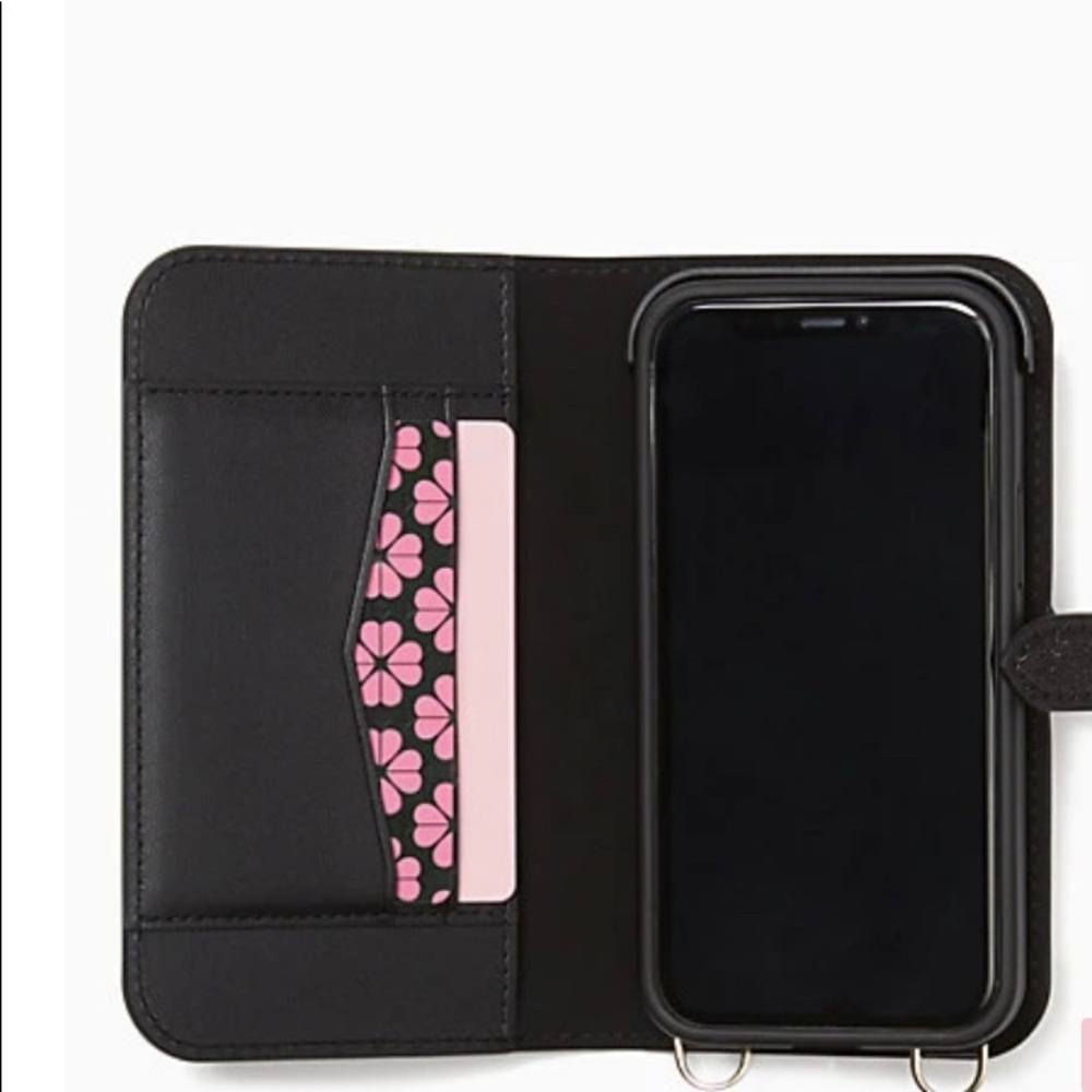 Kate Spade Glitter iPhone 12 mini removable magnetic case/card snap Crosby - Picture 6 of 16